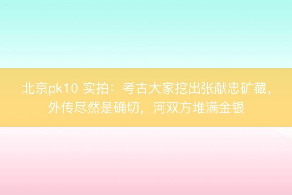 北京pk10 实拍:考古大家挖出张献忠矿藏,外传尽然是确切,河双方堆满金银
