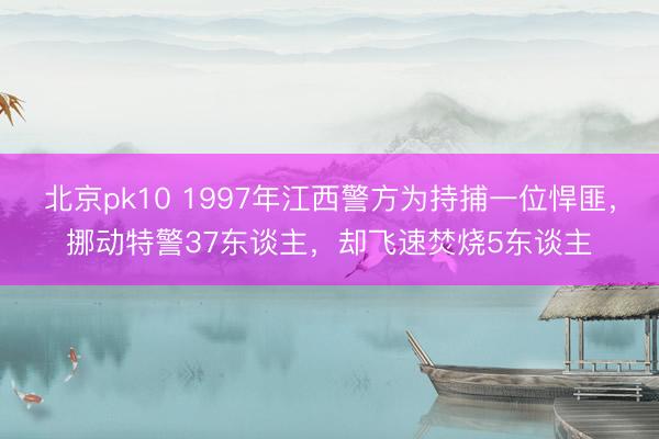 北京pk10 1997年江西警方为持捕一位悍匪，挪动特警37东谈主，却飞速焚烧5东谈主