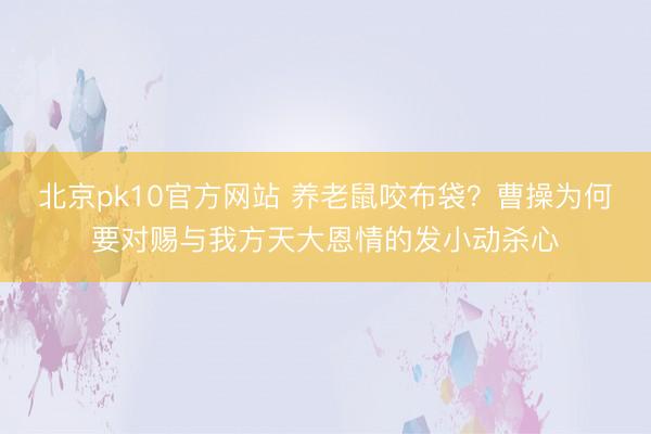 北京pk10官方网站 养老鼠咬布袋？曹操为何要对赐与我方天大恩情的发小动杀心