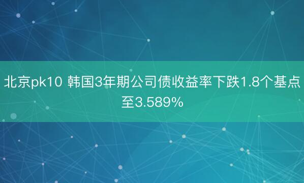 北京pk10 韩国3年期公司债收益率下跌1.8个基点至3.589%