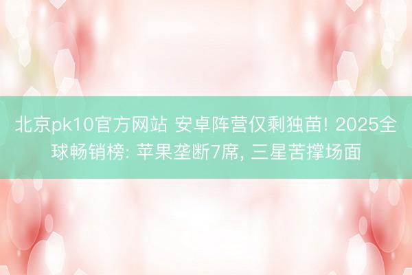 北京pk10官方网站 安卓阵营仅剩独苗! 2025全球畅销榜: 苹果垄断7席， 三星苦撑场面