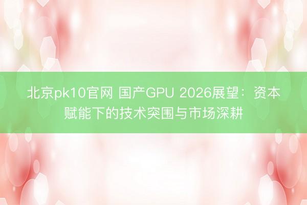 北京pk10官网 国产GPU 2026展望：资本赋能下的技术突围与市场深耕
