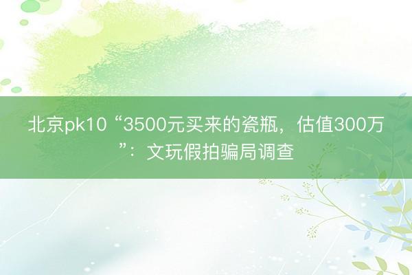北京pk10 “3500元买来的瓷瓶，估值300万”：文玩假拍骗局调查