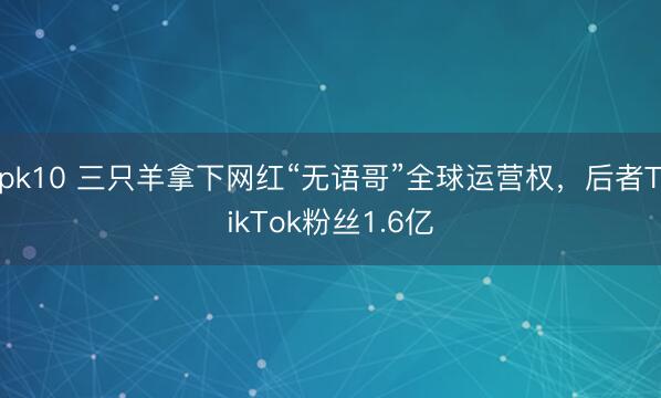 pk10 三只羊拿下网红“无语哥”全球运营权，后者TikTok粉丝1.6亿