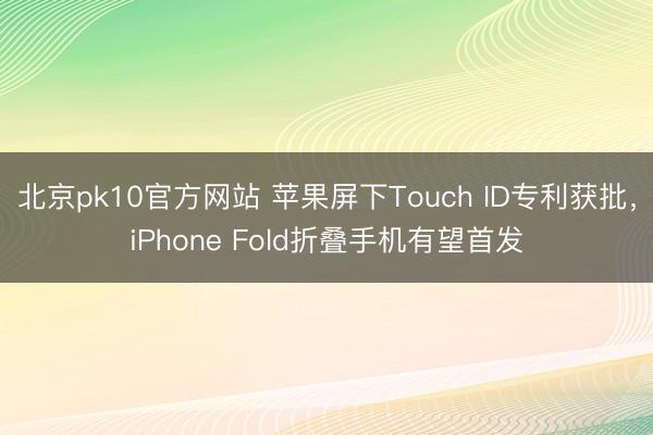 北京pk10官方网站 苹果屏下Touch ID专利获批，iPhone Fold折叠手机有望首发