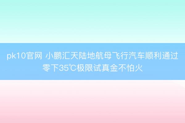pk10官网 小鹏汇天陆地航母飞行汽车顺利通过零下35℃极限试真金不怕火