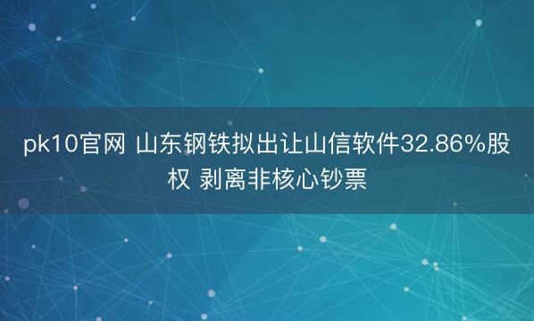 pk10官网 山东钢铁拟出让山信软件32.86%股权 剥离非核心钞票