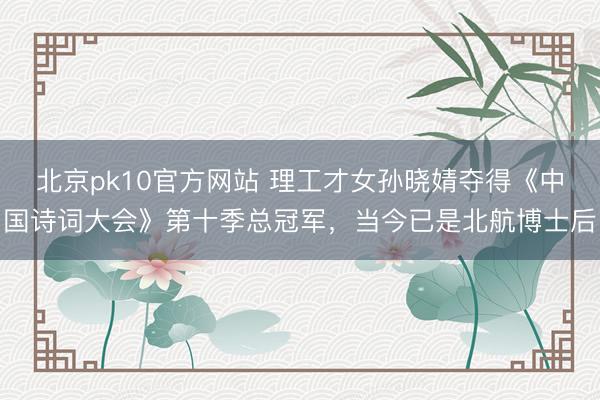 北京pk10官方网站 理工才女孙晓婧夺得《中国诗词大会》第十季总冠军，当今已是北航博士后