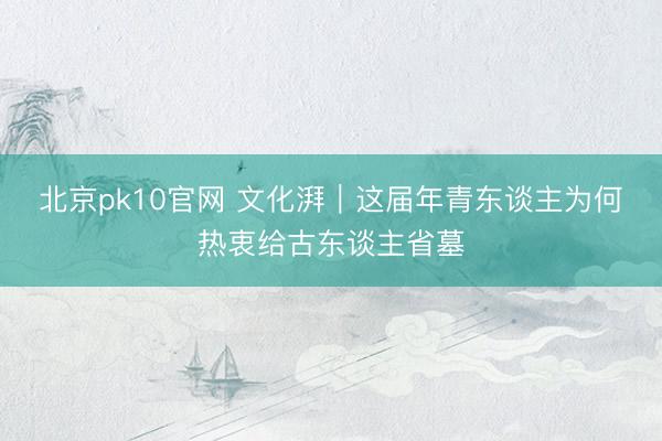 北京pk10官网 文化湃｜这届年青东谈主为何热衷给古东谈主省墓
