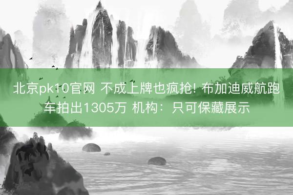 北京pk10官网 不成上牌也疯抢! 布加迪威航跑车拍出1305万 机构：只可保藏展示