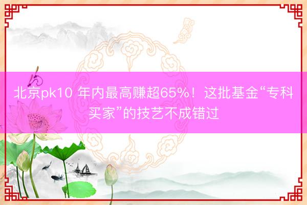 北京pk10 年内最高赚超65%！这批基金“专科买家”的技艺不成错过