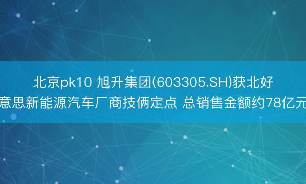 北京pk10 旭升集团(603305.SH)获北好意思新能源汽车厂商技俩定点 总销售金额约78亿元