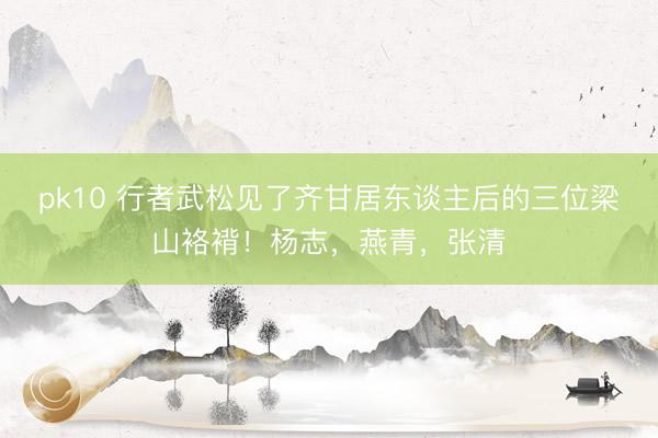 pk10 行者武松见了齐甘居东谈主后的三位梁山袼褙！杨志，燕青，张清