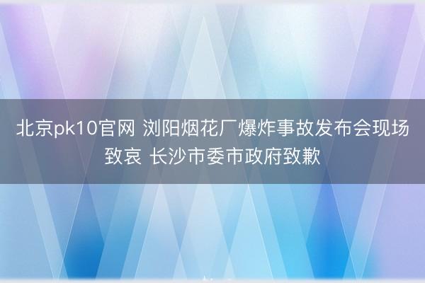 北京pk10官网 浏阳烟花厂爆炸事故发布会现场致哀 长沙市委市政府致歉