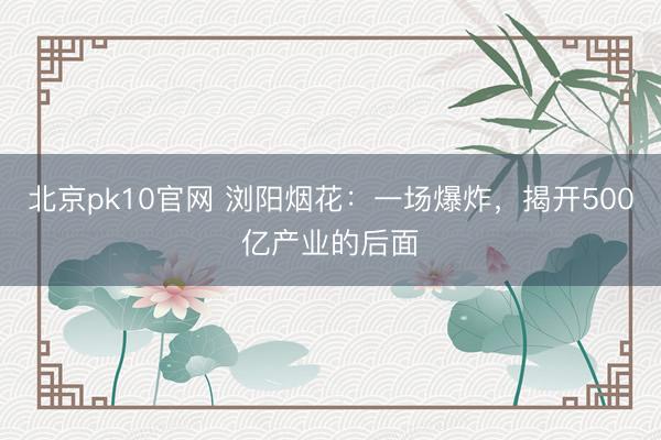 北京pk10官网 浏阳烟花：一场爆炸，揭开500亿产业的后面