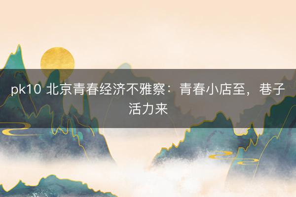 pk10 北京青春经济不雅察：青春小店至，巷子活力来