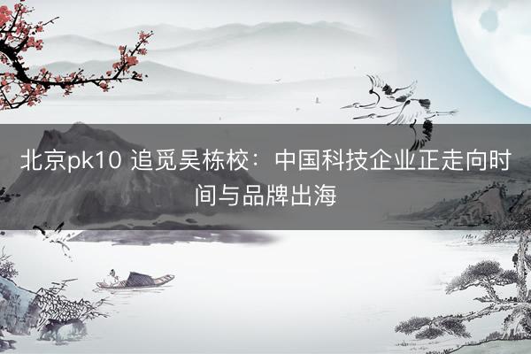 北京pk10 追觅吴栋校：中国科技企业正走向时间与品牌出海